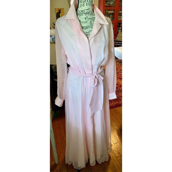 Vintage Pink Homemade Chiffon Maxi Dress - Picture 12 of 15